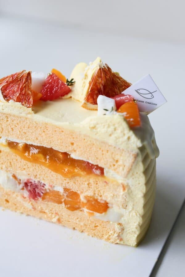 Mango Grapefruit Mochi Chiffon Cake 楊枝甘露麻糬戚風蛋糕 (Whole Cake)